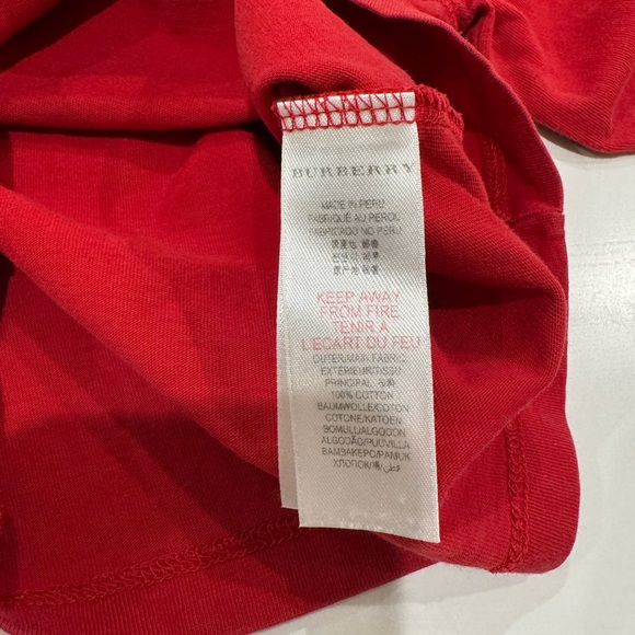 Burberry Red Long Sleeve Kids Tee - Picture 4 of 6